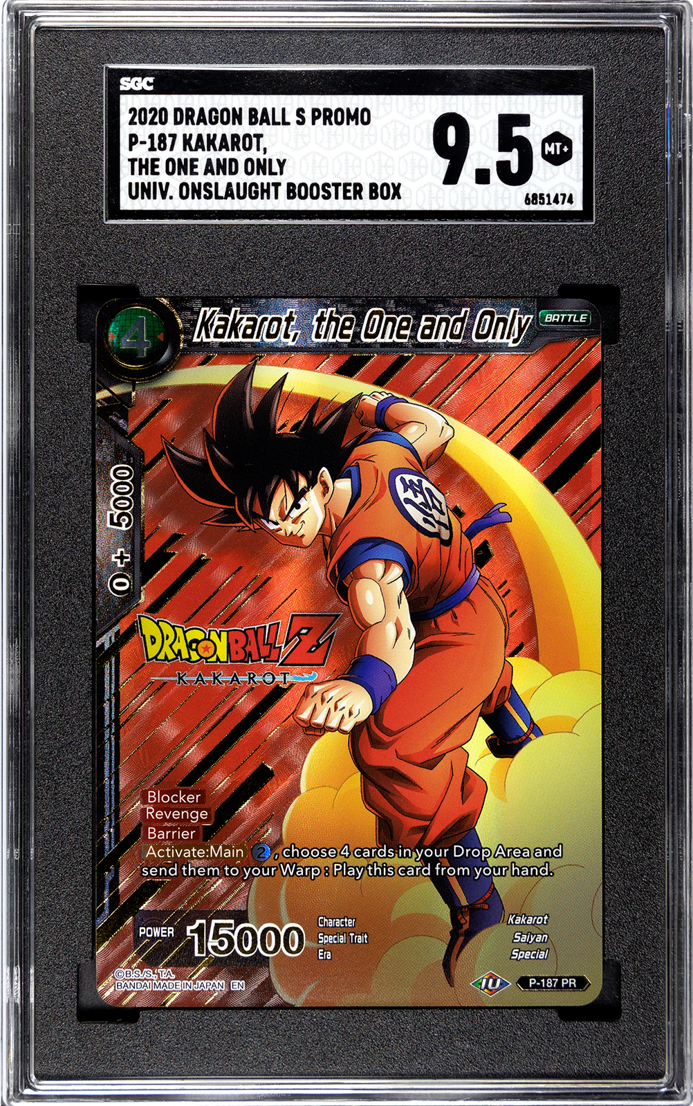 2020 Dragon Ball S Promo P 187 Kakarot The One And Only Univ Onslaught Booster Box Sgc Grade 9pt5 Auth 6851474 Front
