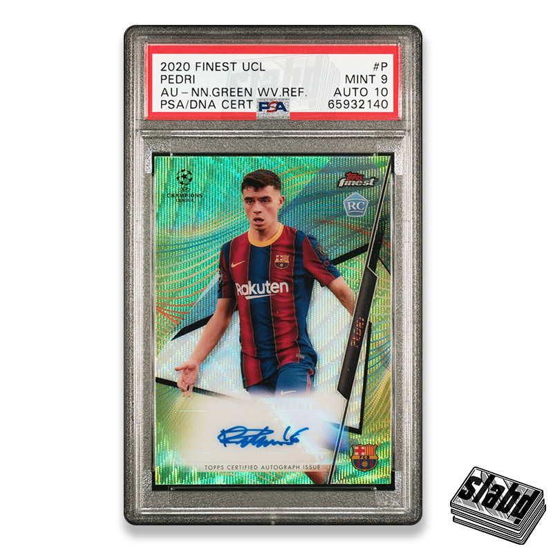 2020 TOPPS FINEST UEFA CHAMPIONS LEAGUE AUTOGRAPHS P PEDRI AU-NN.GREEN  WV.REF. MINT 9, AUTO 10 (Pop 10)