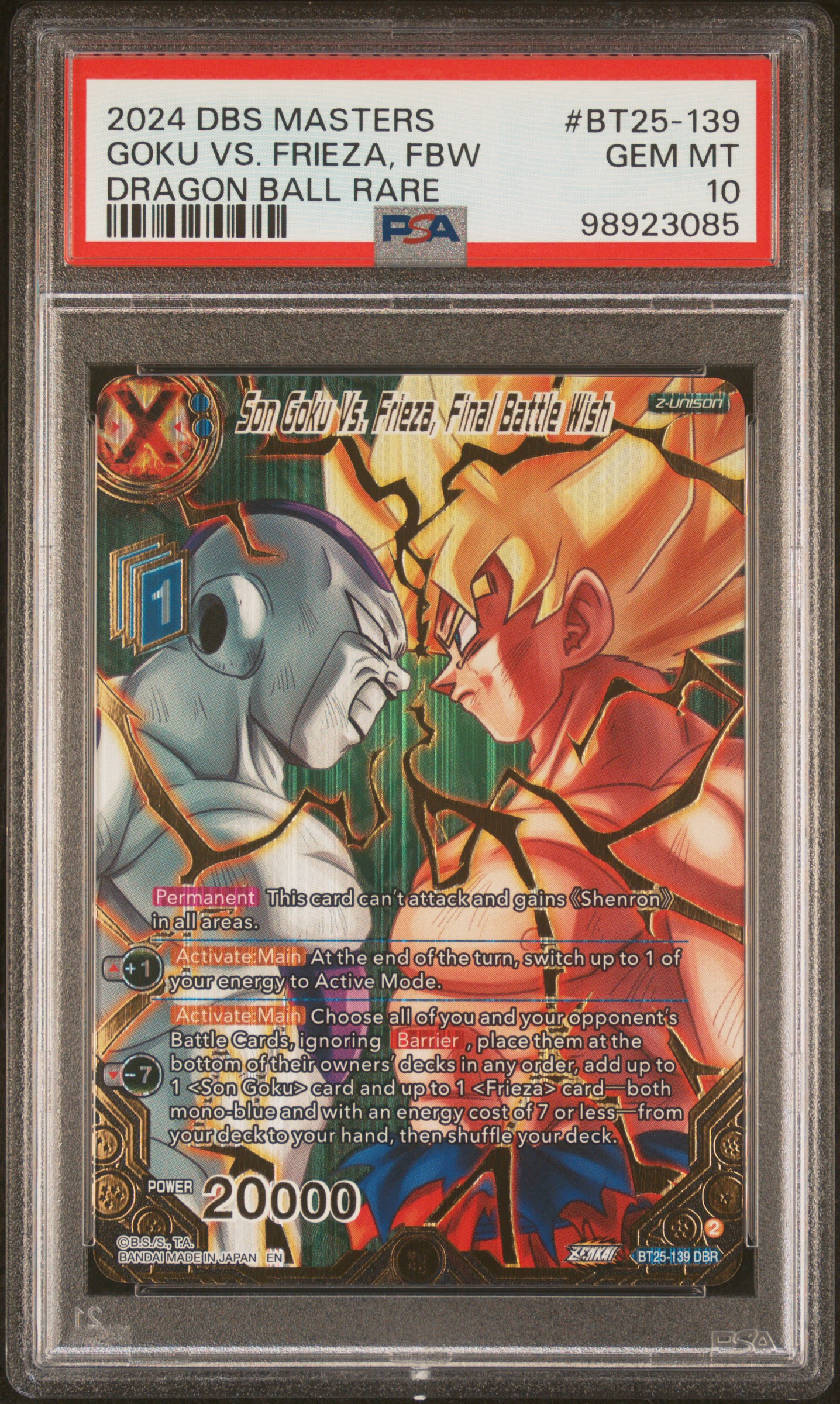 98923085 Front.jpg GOKU VS. FRIEZA, FBW DRAGON BALL SUPER CARD GAME MASTERS SERIES 25 LEGEND OF THE DRAGON BALLS