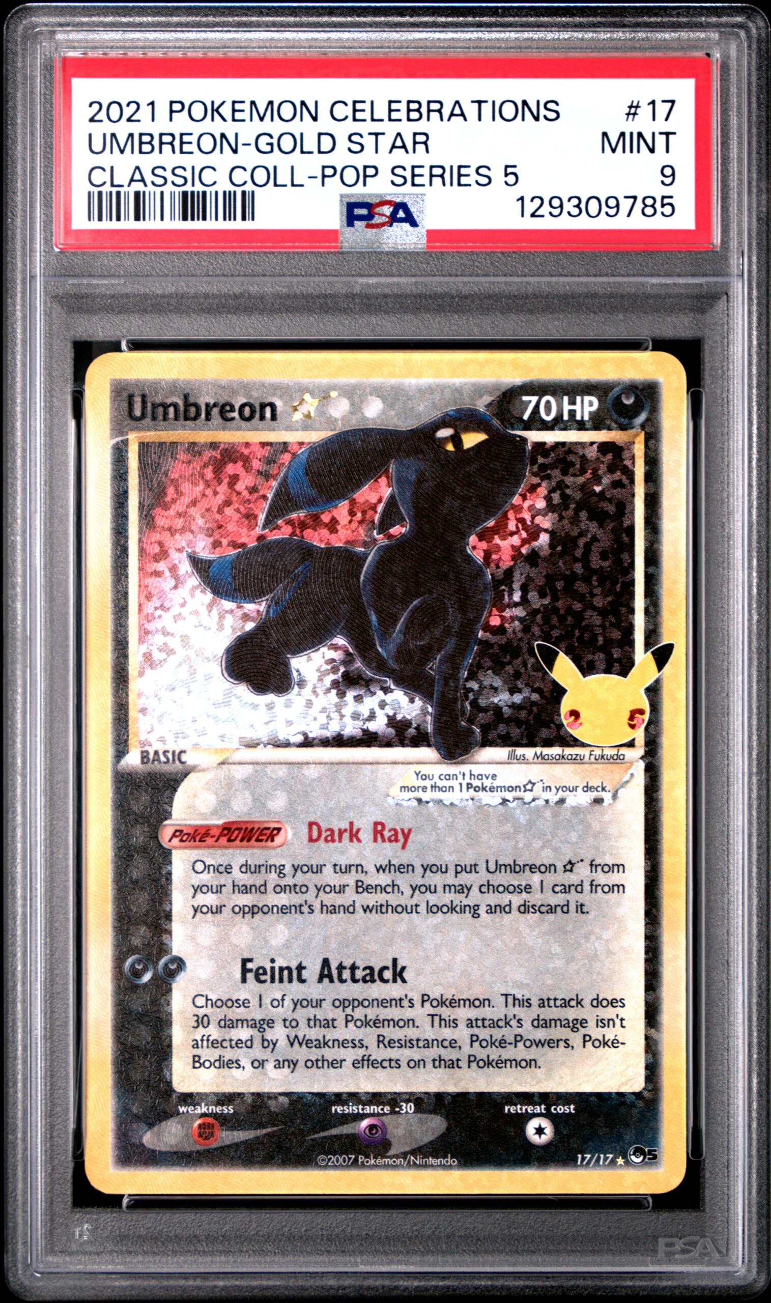 UMBREON-GOLD STAR POKEMON CELEBRATIONS CLASSIC COLLECTION