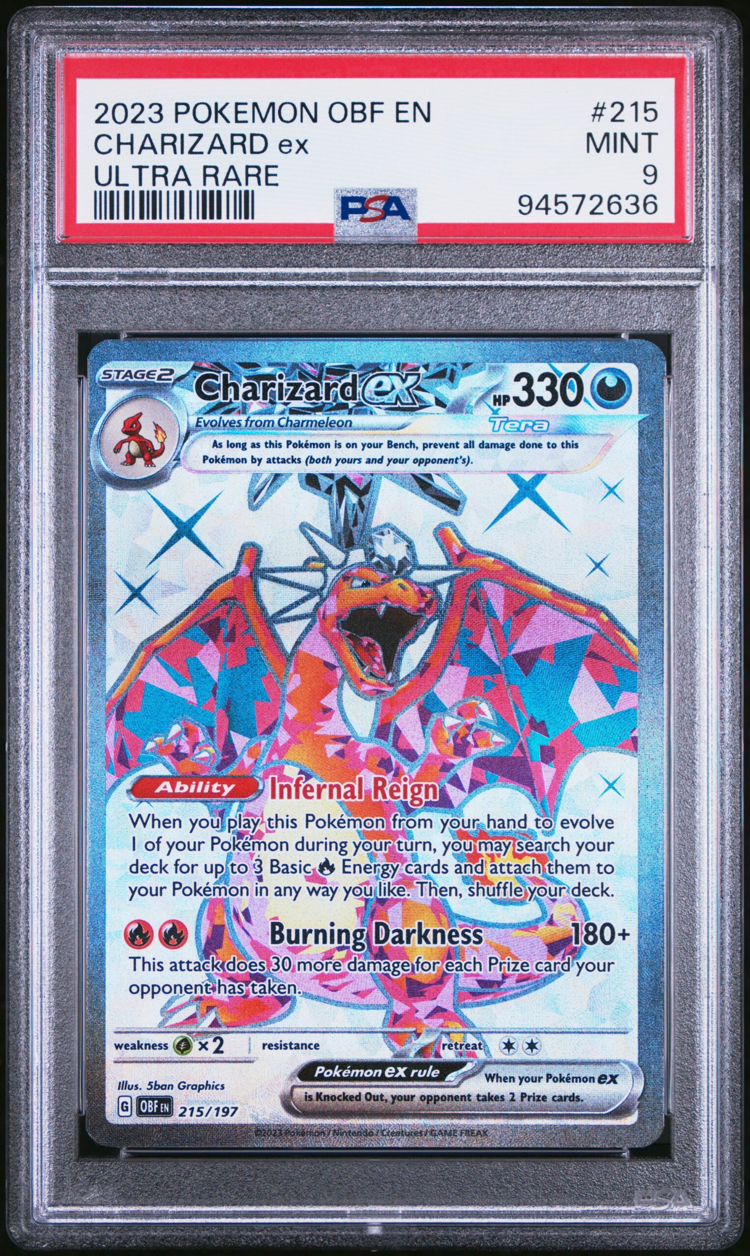 2023 POKEMON OBF EN-OBSIDIAN FLAMES 215 CHARIZARD EX ULTRA RARE