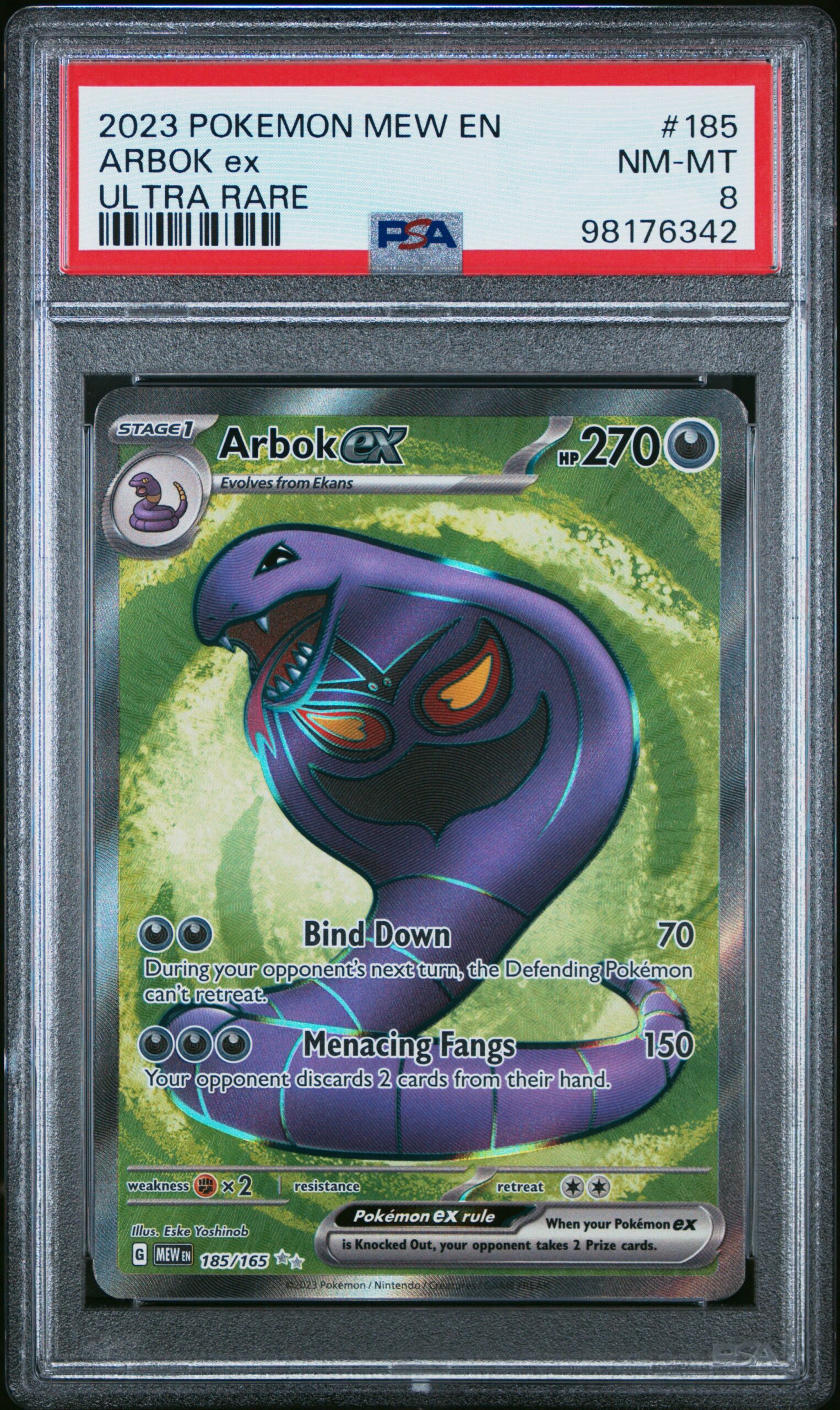 2023 POKEMON MEW EN-151 185 ARBOK EX ULTRA RARE