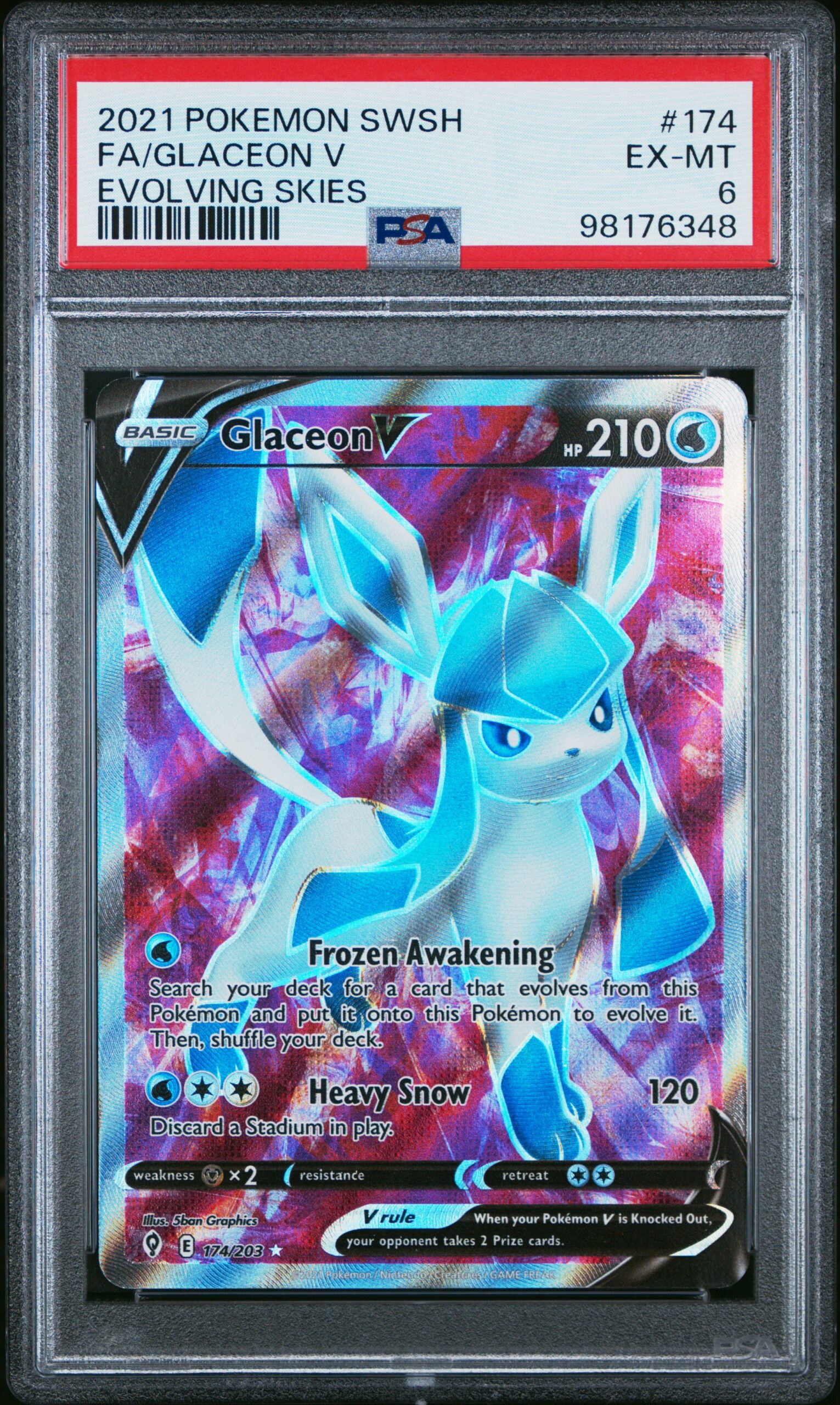 2021 POKEMON SWORD & SHIELD EVOLVING SKIES 174 FULL ART/GLACEON V
