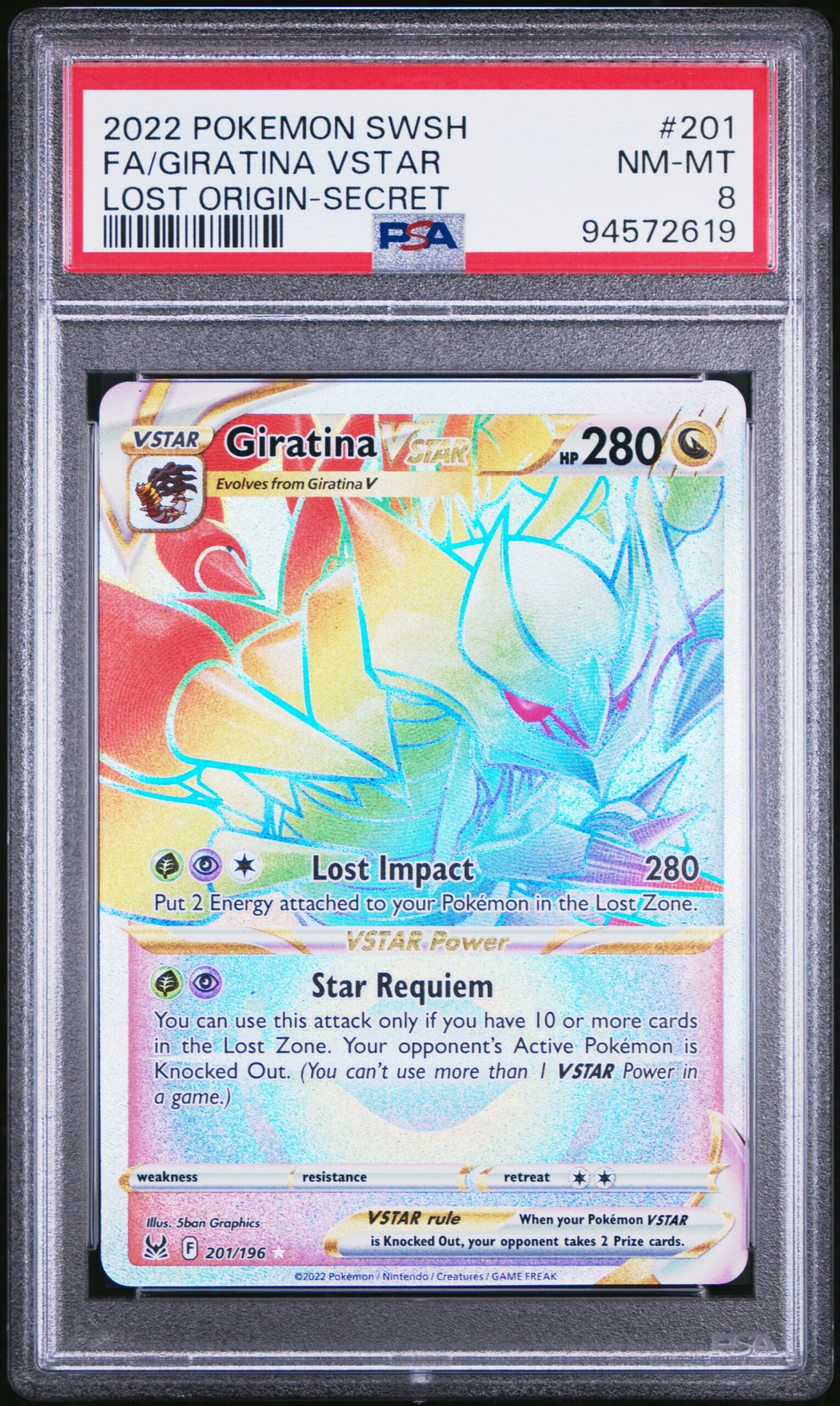 2022 POKEMON SWORD & SHIELD LOST ORIGIN 201 FULL ART/GIRATINA VSTAR SECRET