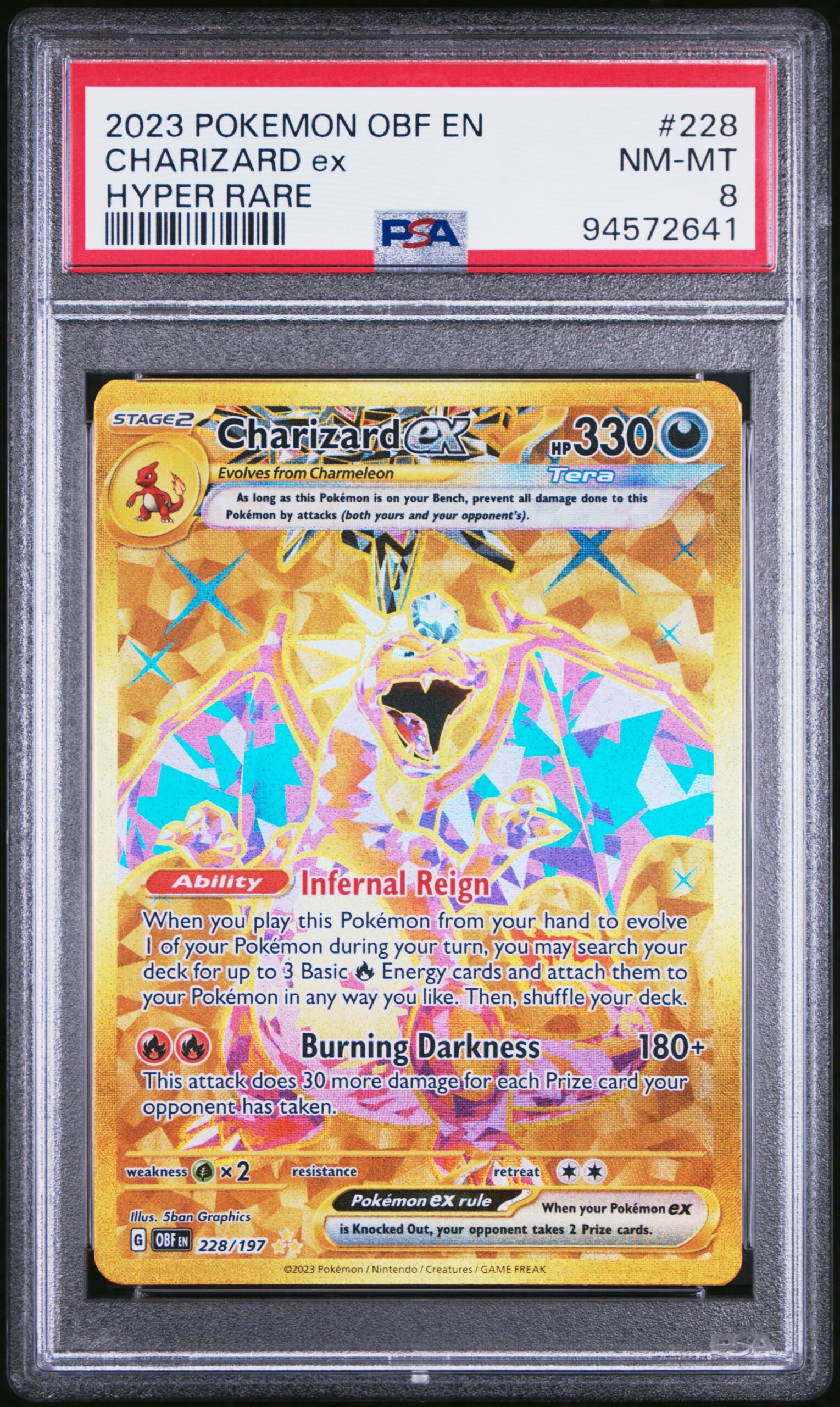 2023 POKEMON OBF EN-OBSIDIAN FLAMES 228 CHARIZARD EX HYPER RARE