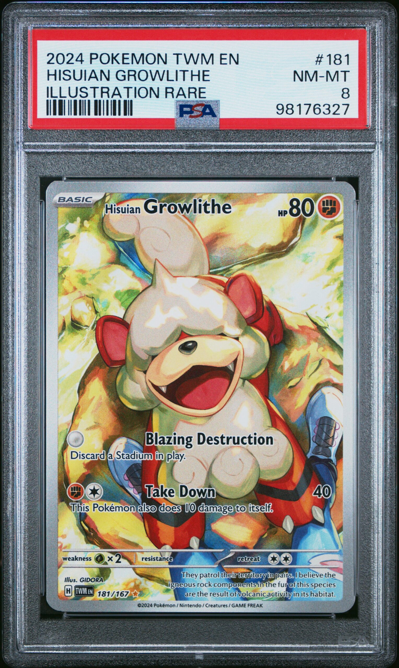 2024 POKEMON TWM EN-TWILIGHT MASQUERADE 181 HISUIAN GROWLITHE ILLUSTRATION RARE