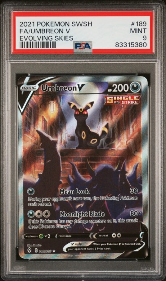 2021 POKEMON SWORD & SHIELD EVOLVING SKIES 189 FA/UMBREON V