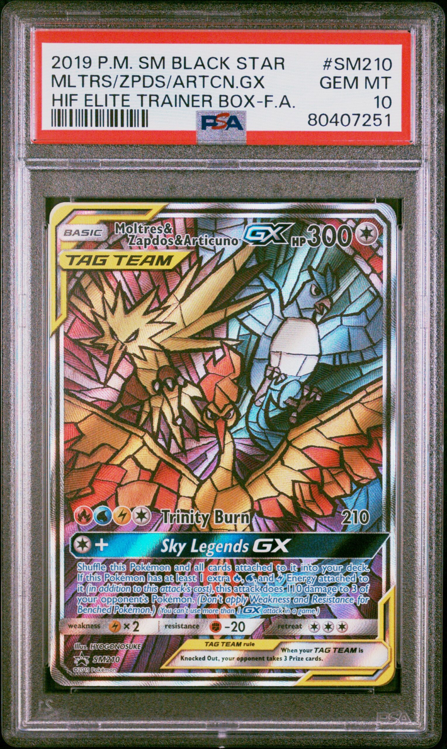 2019 POKEMON SM BLACK STAR PROMO SM210 FULL ART/MOLTRES & ZAPDOS & ARTICUNO GX HIDDEN FATES ELITE TRAINER BOX