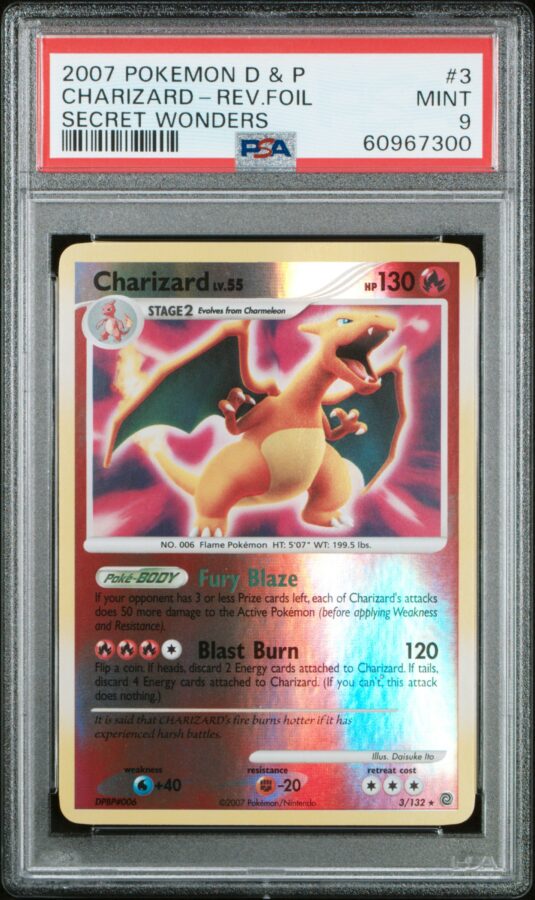 2007 POKEMON DIAMOND & PEARL SECRET WONDERS 3 CHARIZARD-REV.FOIL