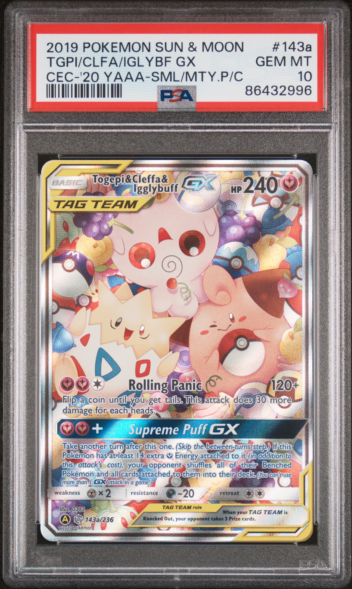 2019 POKEMON SUN & MOON COSMIC ECLIPSE 143a TGPI/CLFA/IGLYBF GX