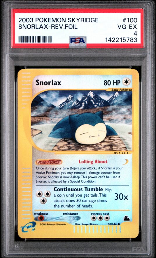 2003 Pokemon Skyridge Tcg Cards #100 Snorlax Rev.foil Psa Vg Ex 4