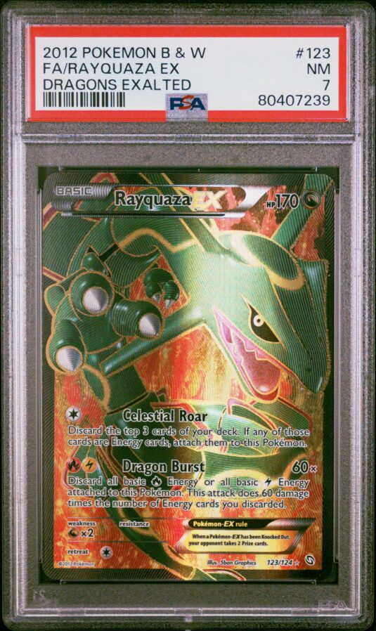 2012 POKEMON BLACK & WHITE DRAGONS EXALTED 123 FULL ART/RAYQUAZA EX