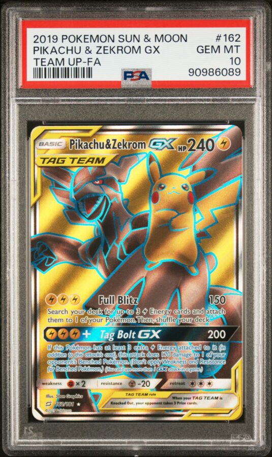 2019 POKEMON SUN & MOON TEAM UP 162 PIKACHU & ZEKROM GX
