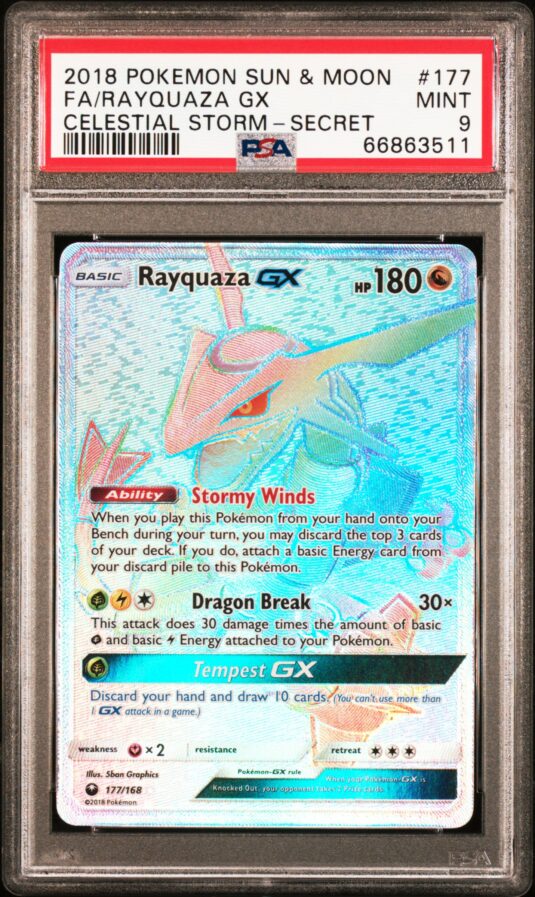 2018 POKEMON SUN & MOON CELESTIAL STORM 177 FA/RAYQUAZA GX
