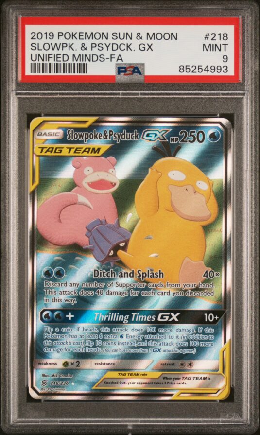 2019 POKEMON SUN & MOON UNIFIED MINDS 218 SLOWPK. & PSYDCK. GX