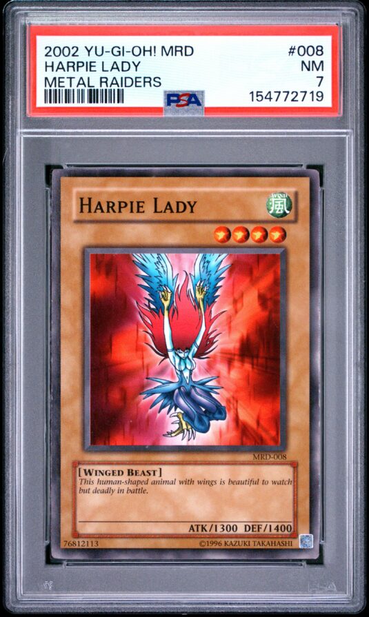 2002 Yu Gi Oh! Mrd Metal Raiders Tcg Cards #008 Harpie Lady Metal Raiders Psa Nm 7