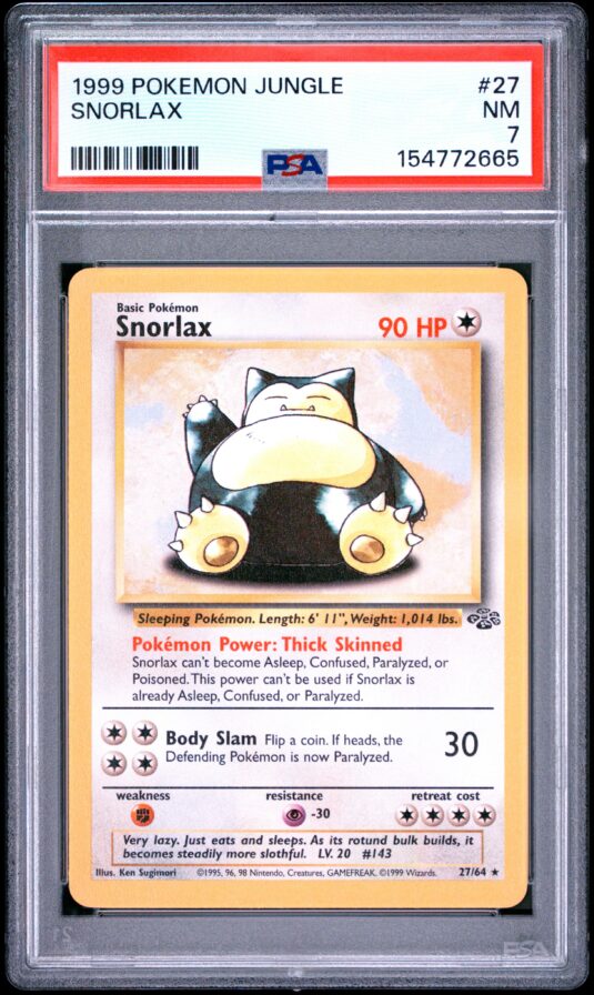 1999 Pokemon Jungle Tcg Cards #27 Snorlax Psa Nm 7