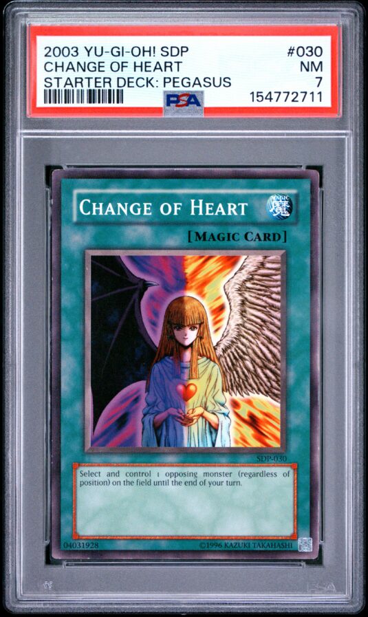 2003 Yu Gi Oh! Starter Deck: Pegasus Tcg Cards #030 Change Of Heart Psa Nm 7