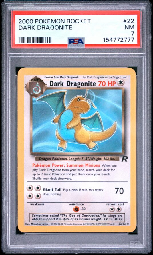 2000 Pokemon Rocket Tcg Cards #22 Dark Dragonite Psa Nm 7