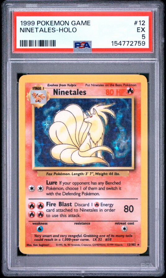 1999 Pokemon Game Tcg Cards #12 Ninetales Holo Psa Ex 5