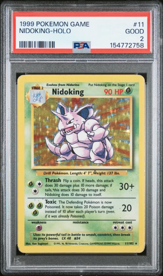 1999 Pokemon Game Tcg Cards #11 Nidoking Holo Psa Good 2