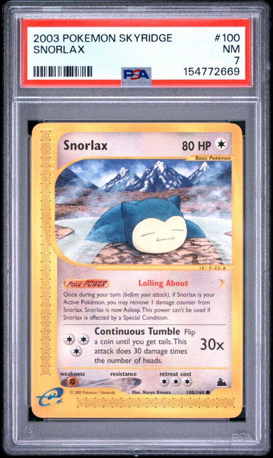 2003 Pokemon Skyridge Tcg Cards #100 Snorlax Psa Nm 7