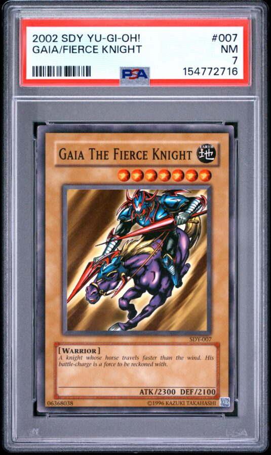 2002 Yu Gi Oh! Starter Deck: Yugi Tcg Cards #007 Gaia/fierce Knight Psa Nm 7