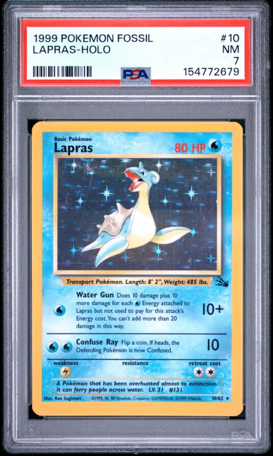 1999 Pokemon Fossil Tcg Cards #10 Lapras Holo Psa Nm 7