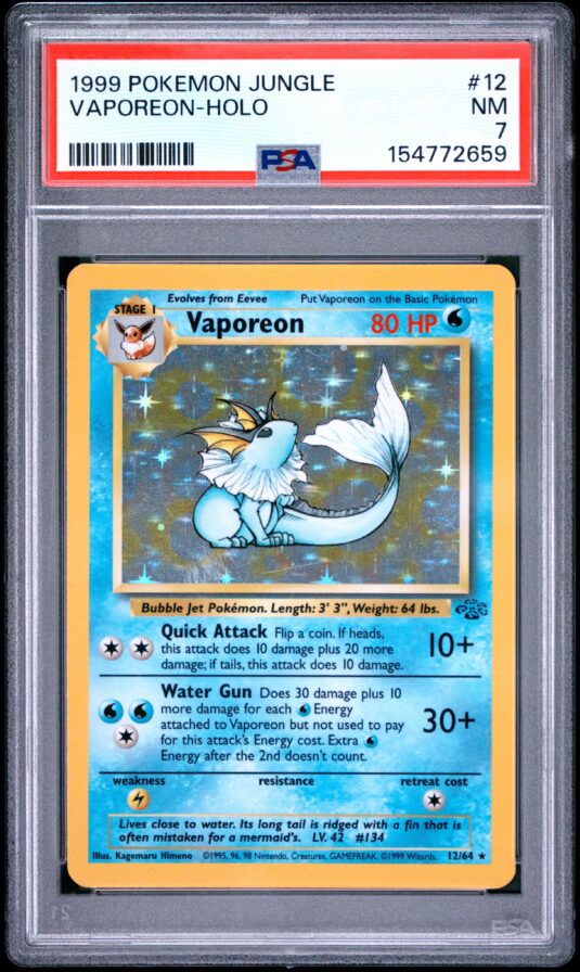 1999 Pokemon Jungle Tcg Cards #12 Vaporeon Holo Psa Nm 7