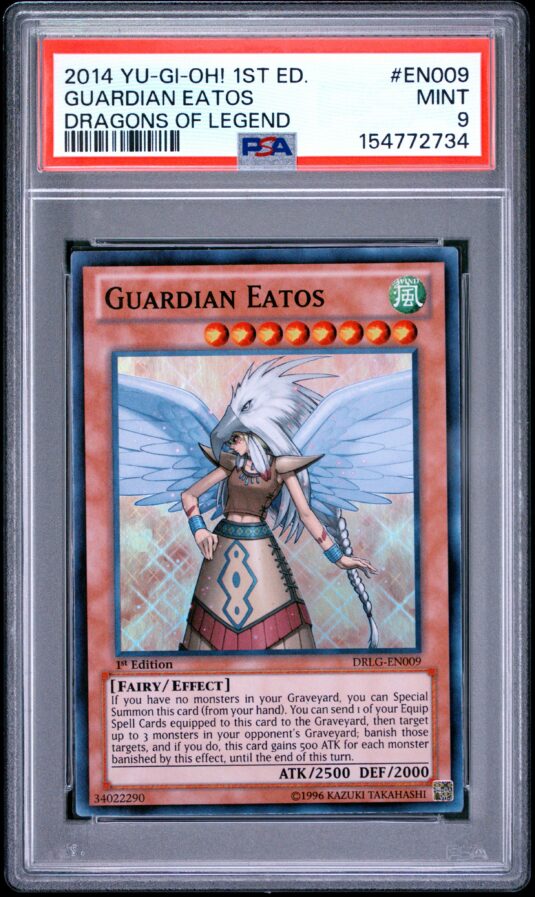 2014 Yu Gi Oh! Dragons Of Legend Tcg Cards #en009 Guardian Eatos Dragons Of Legend Psa Mint 9