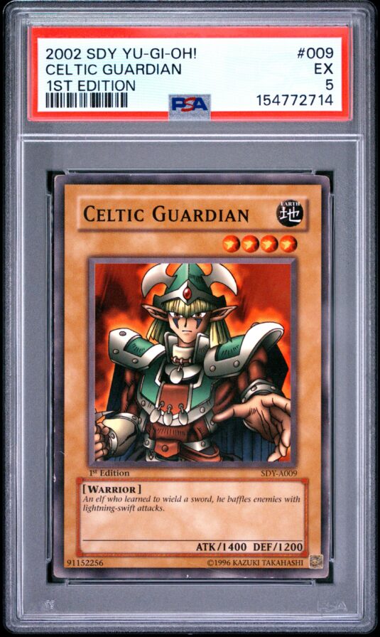 2002 Yu Gi Oh! Starter Deck: Yugi Tcg Cards #009 Celtic Guardian 1st Edition Psa Ex 5