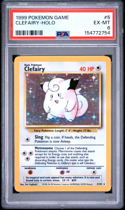 1999 Pokemon Game Tcg Cards #5 Clefairy Holo Psa Ex Mt 6