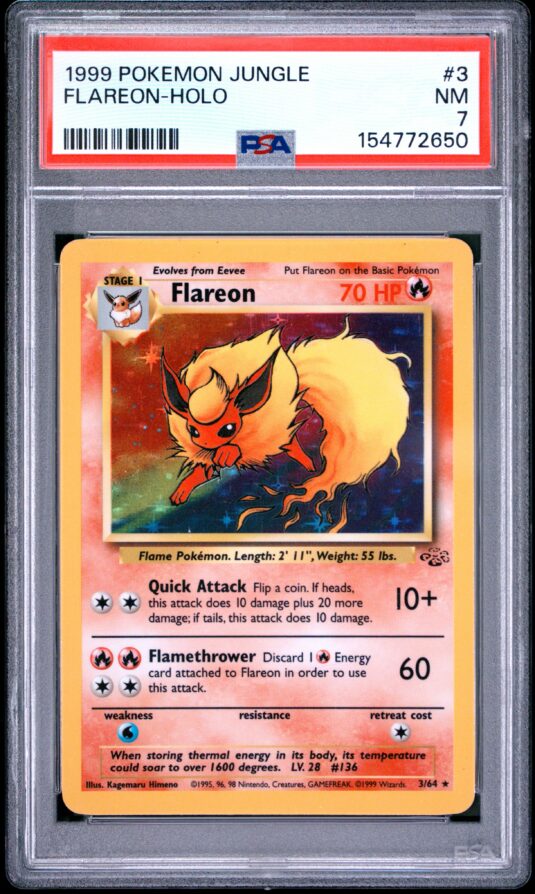 1999 Pokemon Jungle Tcg Cards #3 Flareon Holo Psa Nm 7