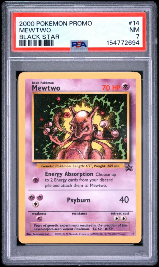 2000 Pokemon Promo Black Star Tcg Cards #14 Mewtwo Black Star Psa Nm 7