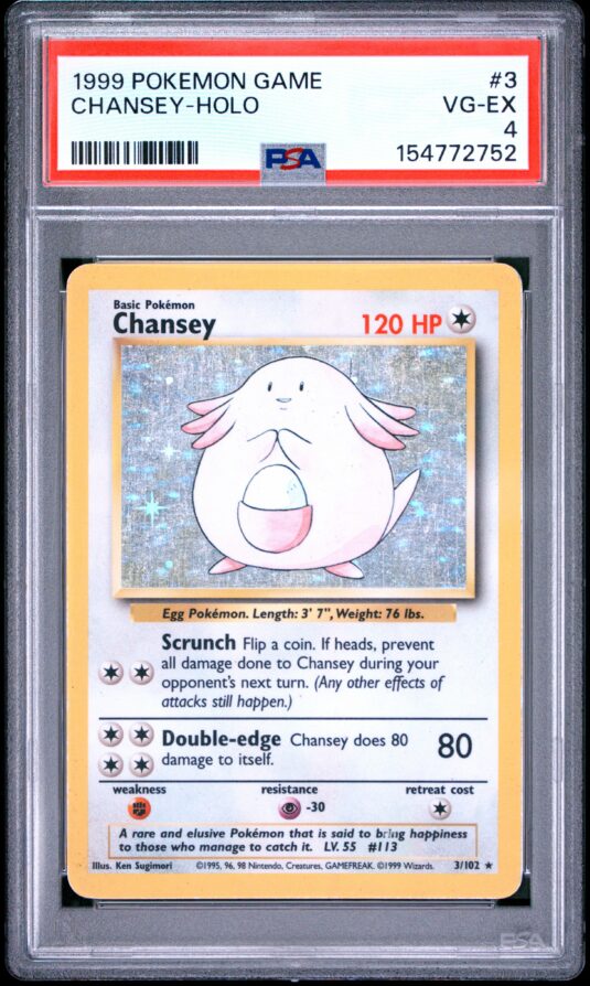 1999 Pokemon Game Tcg Cards #3 Chansey Holo Psa Vg Ex 4