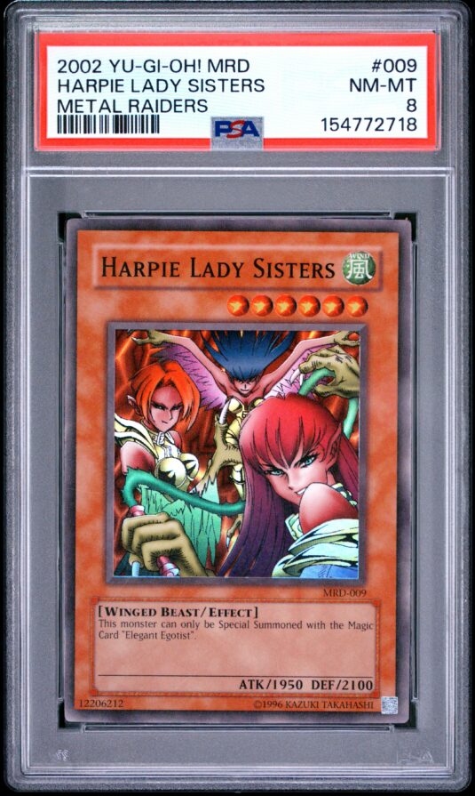 2002 Yu Gi Oh! Mrd Metal Raiders Tcg Cards #009 Harpie Lady Sisters Metal Raiders Psa Nm Mt 8