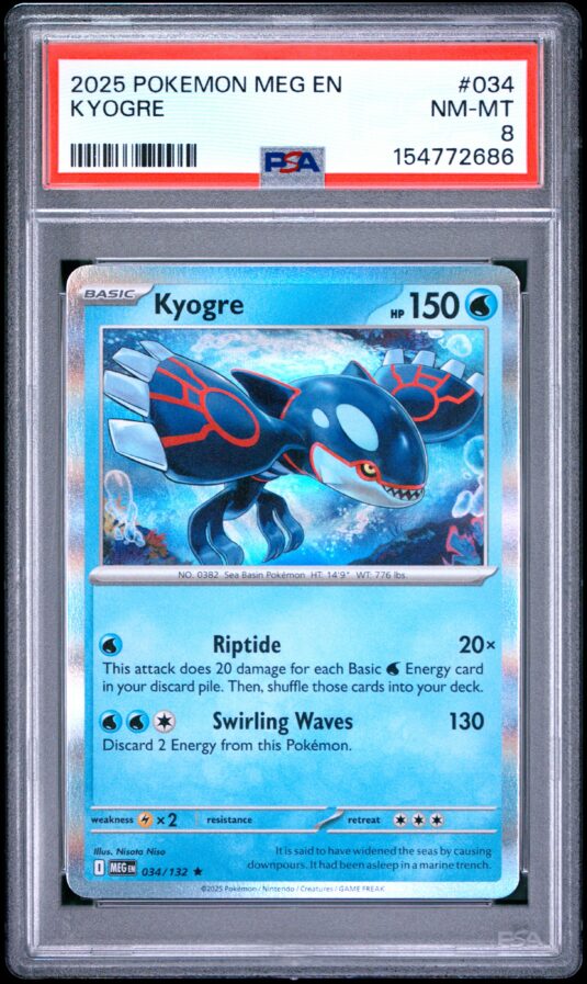 2025 Pokemon Meg En Mega Evolution Tcg Cards #034 Kyogre Psa Nm Mt 8