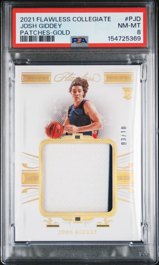 2021 Panini Flawless Collegiate Patches Basketball Cards #pjd Josh Giddey Patches Gold Psa Nm Mt 8