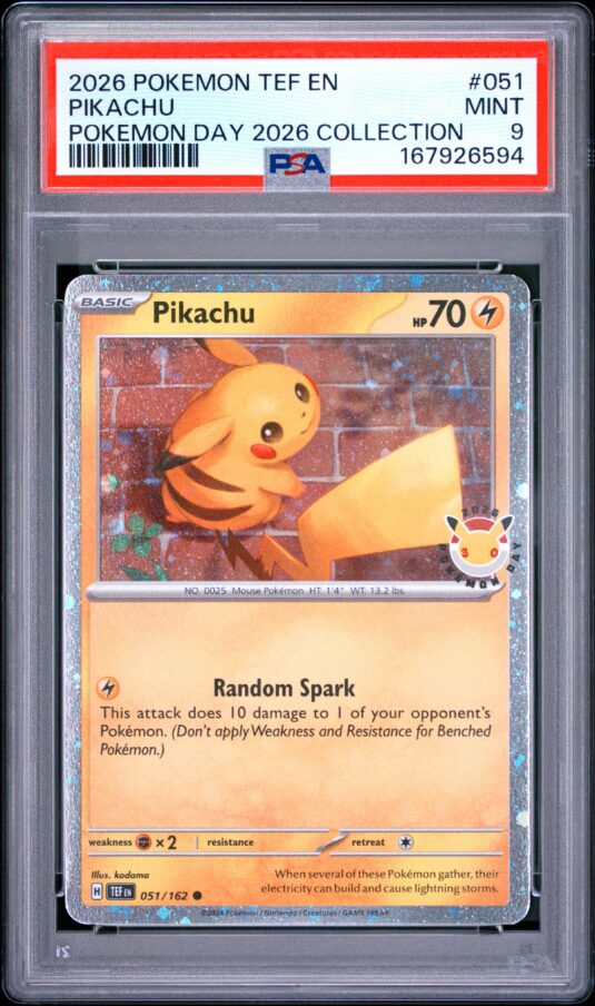 2026 Pokemon Tef En Temporal Forces Tcg Cards #051 Pikachu Pokemon Day 2026 Collection Psa Mint 9