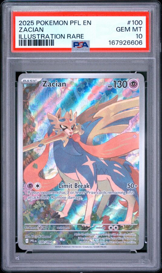 2025 Pokemon Pfl En Phantasmal Flames Tcg Cards #100 Zacian Illustration Rare Psa Gem Mt 10