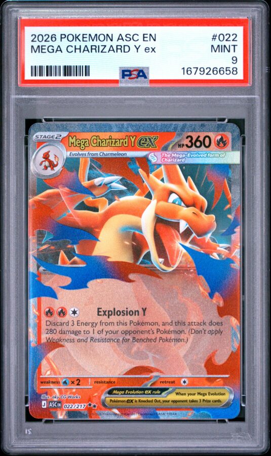 2026 Pokemon Asc En Ascended Heroes Tcg Cards #022 Mega Charizard Y Ex Psa Mint 9