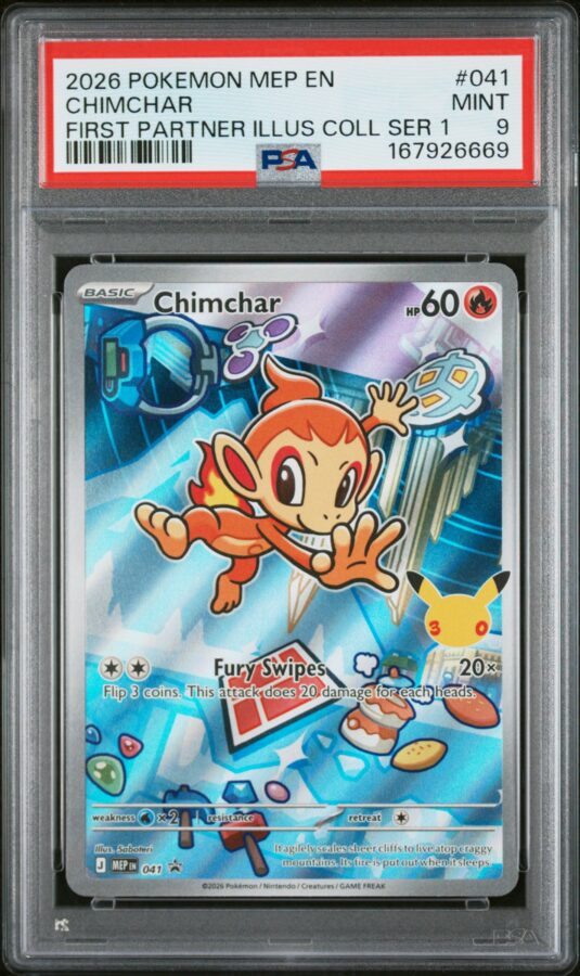 2026 Pokemon Mep En Me Black Star Promo Tcg Cards #041 Chimchar First Partner Illus Coll Ser 1 Psa Mint 9