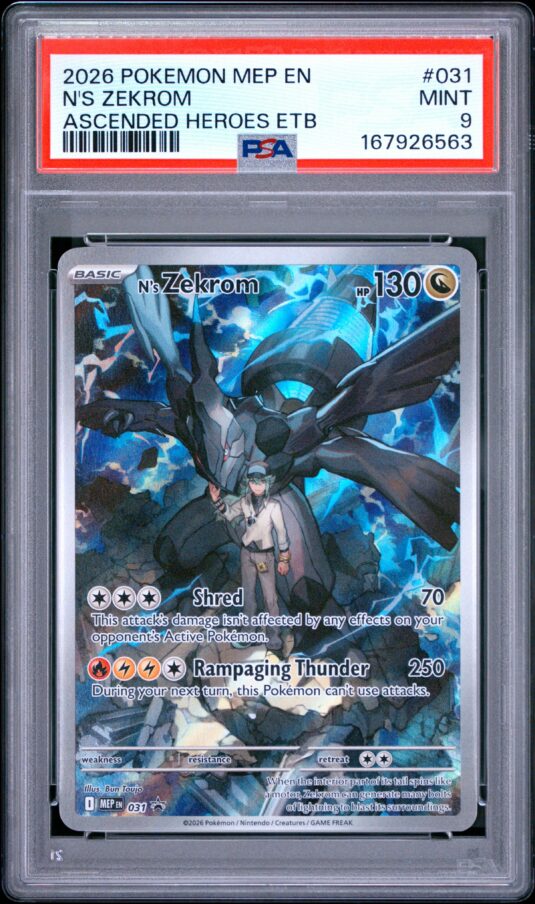 2026 Pokemon Mep En Me Black Star Promo Tcg Cards #031 N’s Zekrom Ascended Heroes Etb Psa Mint 9