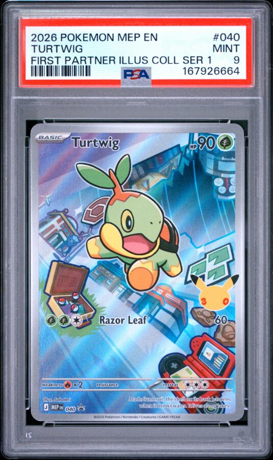 2026 Pokemon Mep En Me Black Star Promo Tcg Cards #040 Turtwig First Partner Illus Coll Ser 1 Psa Mint 9