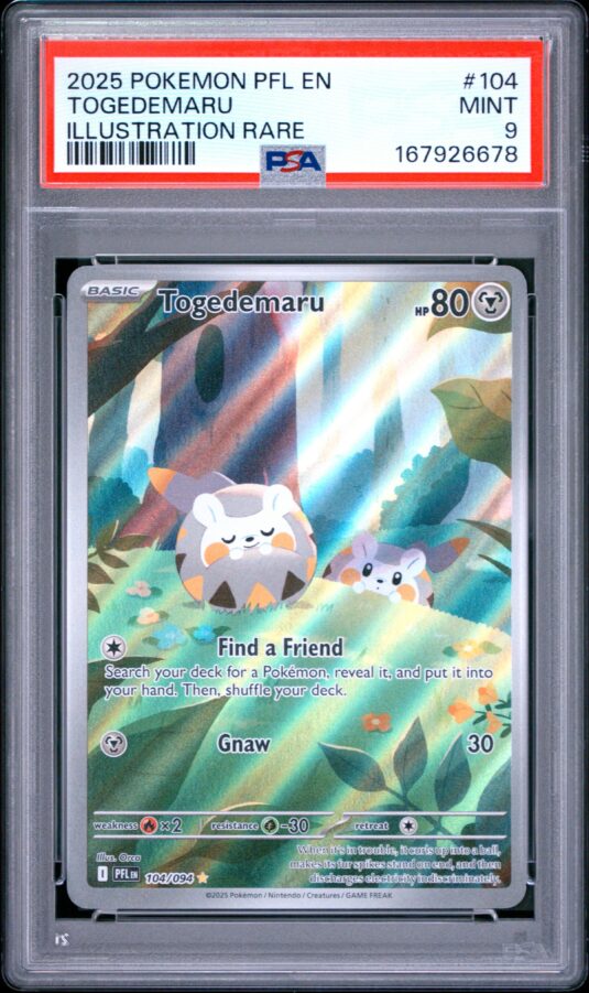 2025 Pokemon Pfl En Phantasmal Flames Tcg Cards #104 Togedemaru Illustration Rare Psa Mint 9