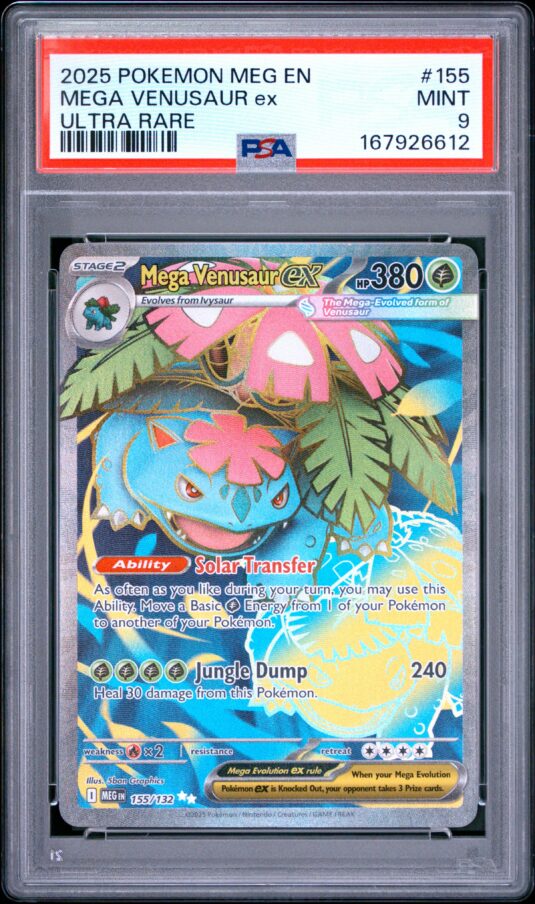 2025 Pokemon Meg En Mega Evolution Tcg Cards #155 Mega Venusaur Ex Ultra Rare Psa Mint 9