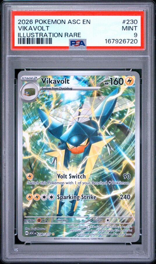 2026 Pokemon Asc En Ascended Heroes Tcg Cards #230 Vikavolt Illustration Rare Psa Mint 9