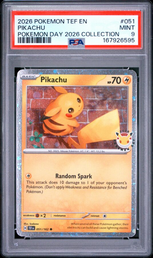 2026 Pokemon Tef En Temporal Forces Tcg Cards #051 Pikachu Pokemon Day 2026 Collection Psa Mint 9