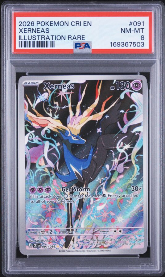 2026 Pokemon Cri En Chaos Rising Tcg Cards #091 Xerneas Illustration Rare Psa Nm Mt 8