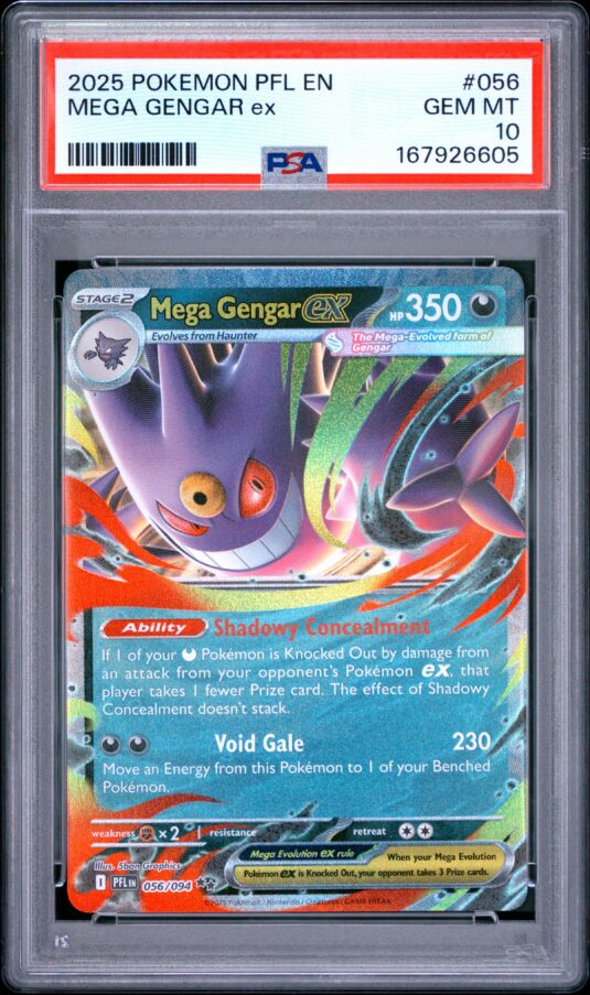 2025 Pokemon Pfl En Phantasmal Flames Tcg Cards #056 Mega Gengar Ex Psa Gem Mt 10